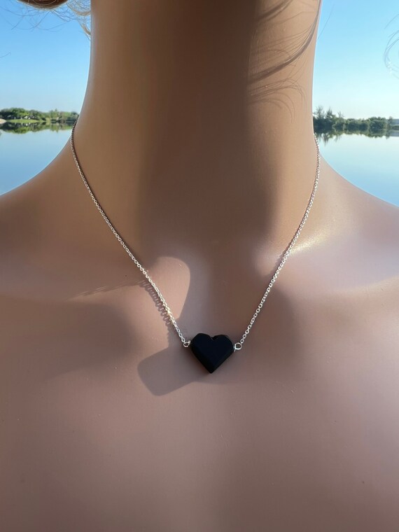 Protection Necklace Azabache Heart 925 Sterling Silver Necklace