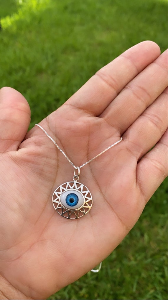 Collier Pendentif Oeil Bleu - Protection du Mauvais Oeil - L'Arbre