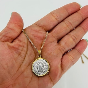 Saint Benedict necklace• Silver and Gold saint benedict medal • catholic necklace • Catholic jewelry • Protection necklace • San benito