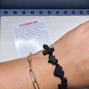 Black Azabache Bracelet, Adjustable Bracelet, Good luck Bracelet ,Bracelet, Unisex Bracelet, Genuine Azabache ,Jet Stone , Heart azabache