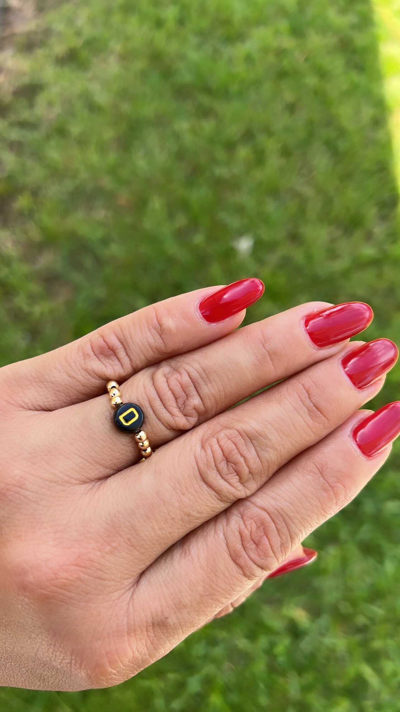Dainty 18K Gold Initial Ring: Custom Letter Beaded Ring - Etsy