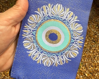 Turkish Evil Eye Coin Purse: Blue Bohemian Pouch Bag
