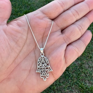 Hamsa ketting .925 sterling zilveren ketting •Zilveren handgemaakte ketting •Hamsa ketting • Mano de Fatima • Fatima hanger•