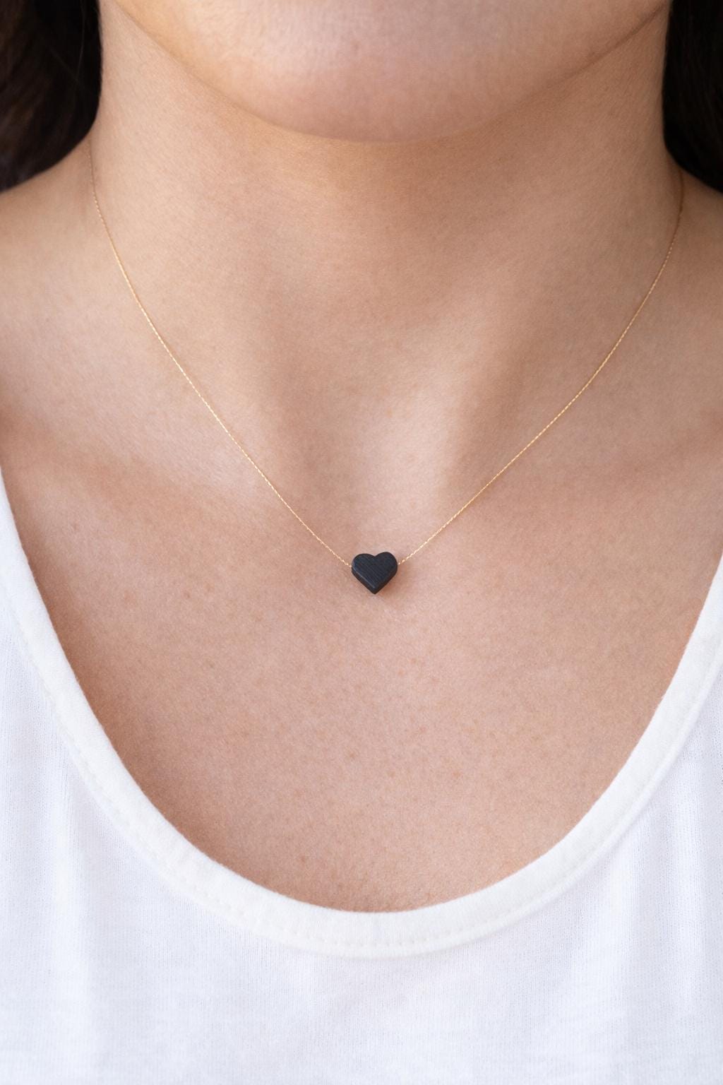 Jet Stone Heart Necklace • Authentic Azabache Necklace • Black Heart ...