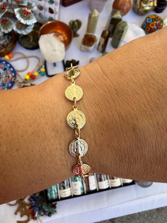 St. Benedict Catholic Bracelet - Solid Stainless Steel Plated, Adjustable, For Health & Peace 9 thumbnail image