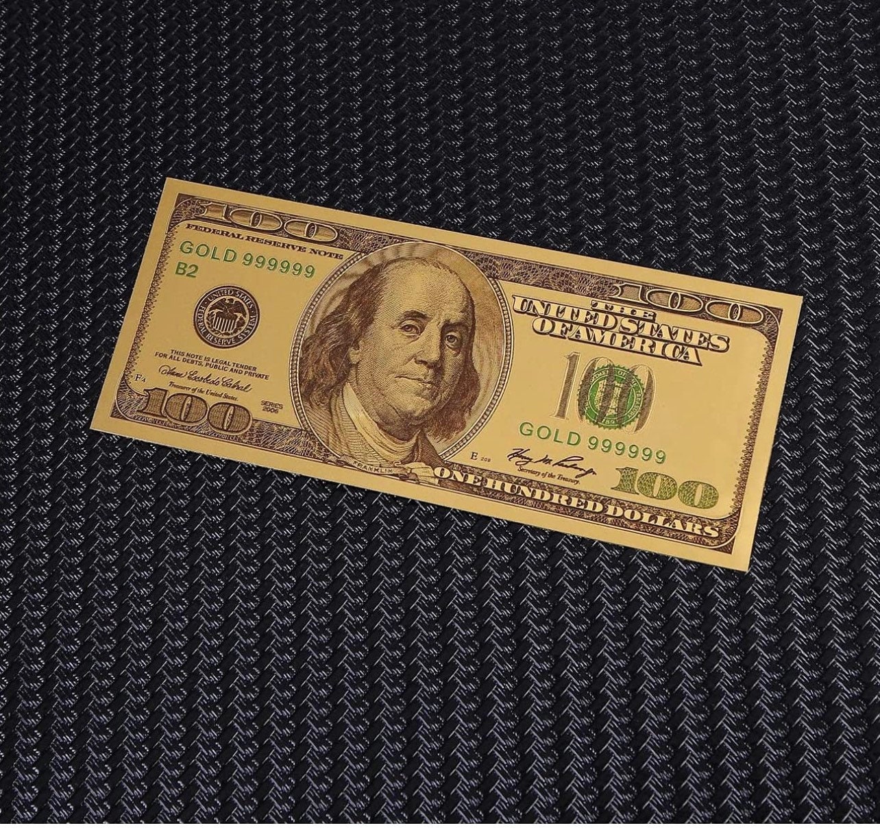 100ドル札風 24Kゴールドカード Gold foil 100 dollar - Etsy 日本