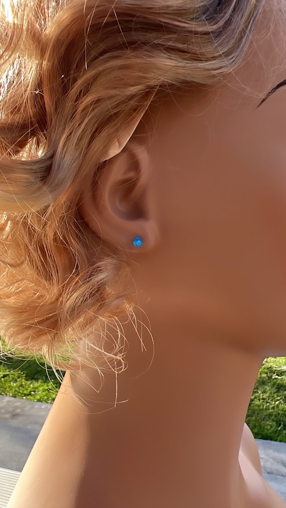 Genuine blue cheap opal earrings