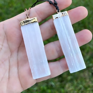 2” 1/2 Selenite Pendant• Selenite Necklace  • Energy tool• Yoga Gift • Crystals for healing • energy cleansing • Selenite Accessories •