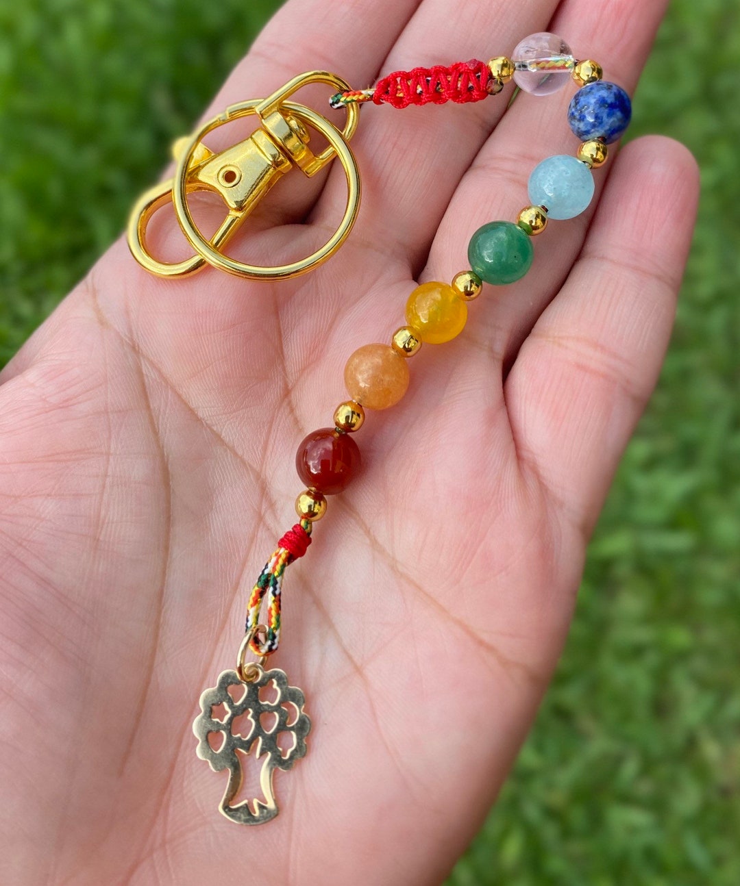 7 Chakras Keychain • 7 Chakras Gift • Yoga Gift • Handmade Keychain ...