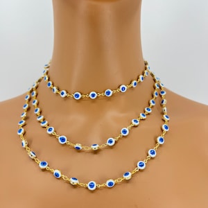 18K Gold filled Chocker Necklace • Blue Evil eye necklace • Jewelry for protection• Nazar evil eye • Mal de ojo Necklace • Handmade Jewelry