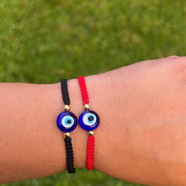 Evil eye Bracelet • Macrame bracelet • Protection bracelet • red string jewelry• Blue evil eye • Turkish amulet• Nazar evil eye • Mal de ojo