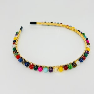 Crystal wire headband • Gemstones headband• Wired headband • crystals for healing • Natural stone hair accessories • Hair headband