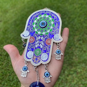 10'' Hamsa Wall Hanging •Judaica Ornaments •Home Decor • Hand Of Fatima  • Car Hanging• Evil Eye Decor•Good Luck •Nazar Lucky Evil Eye•