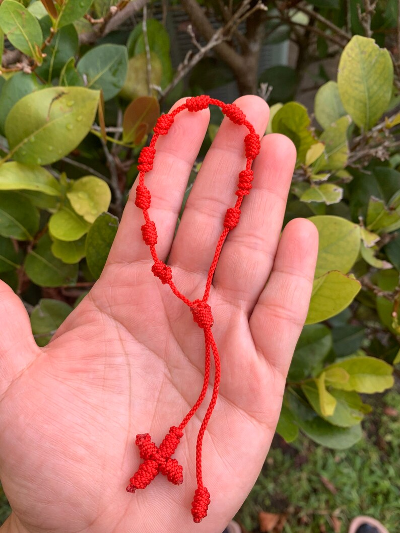 Rosary Bracelet Handmade Rope Knotted Cross Pulseras Etsy