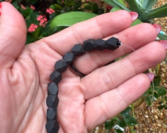 Faceted Square Azabache Beads 7mm: Jet Stone, Jewelry Making Supplies