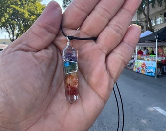 7 Chakras necklace •Rainbow Orgonite Necklace for EMF Protection• Yoga Jewelry • Meditation jewelry • Handmade jewelry •7 chakras Pendant •