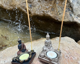 Silber Buddha Räucherstäbchenhalter: Meditation Altar Decor