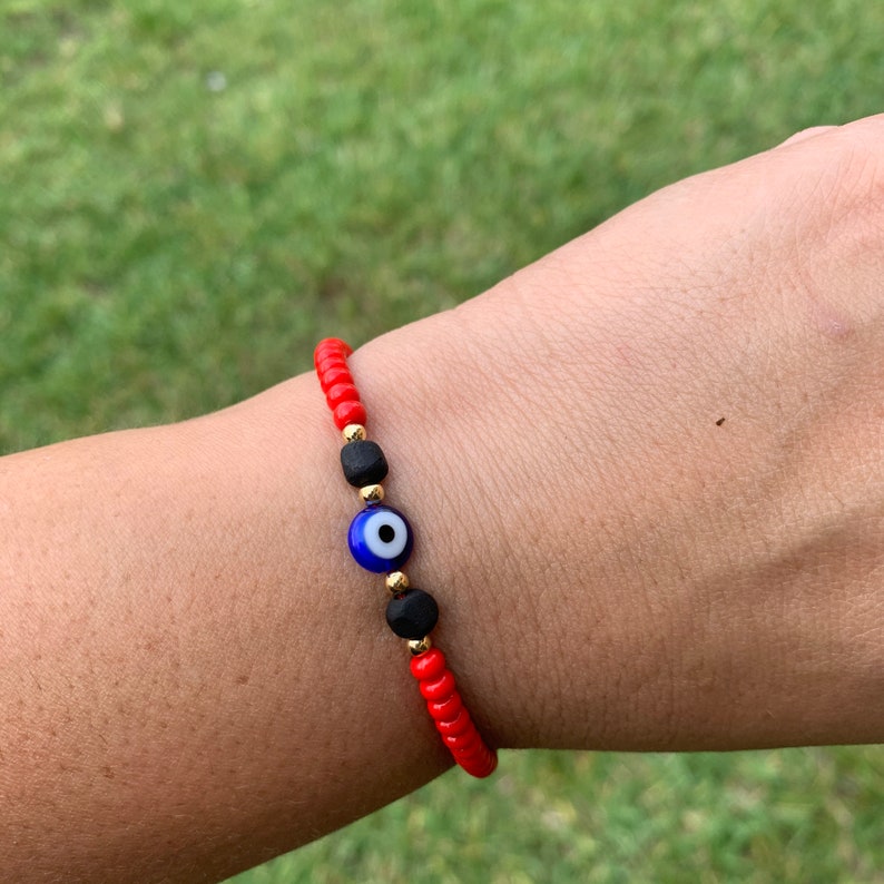 Genuine Azabache With Evil Eye Miyuki Beads Red String Etsy