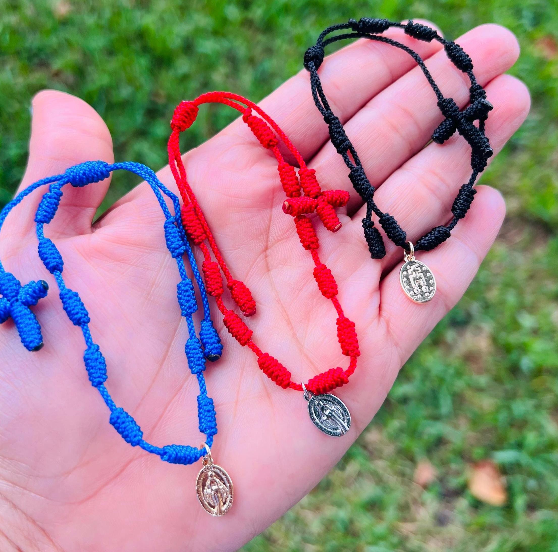 Lot De 2 Bracelets Cheville 7 Nœuds Rouge - Porte-bonheur - Corde Rouge Kabbale - Homme Femme
