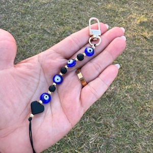 Evil Eye Bag Charm: Azabache Protection Keychain
