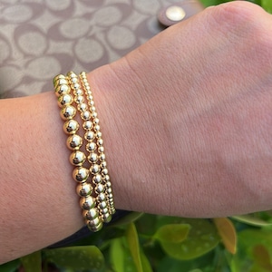 18K Gold Filled Beaded Bracelet: Delicate Stretch Jewelry