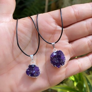 Raw Amethyst Necklace • Silver Plated Amethyst Necklace • Amethyst Necklace for Healing • Crown Chakra Necklace • AAA quality Amethyst •