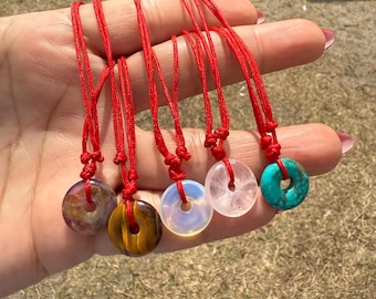 Gemstone Red String Bracelet: Good Luck, Prosperity, Healing