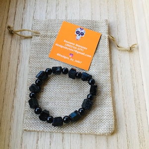 Raw Black Tourmaline Bracelet - AAA Black Tourmaline - Healing Stones for Protection -Grounding -Root /Base Chakra - Empath Protection.