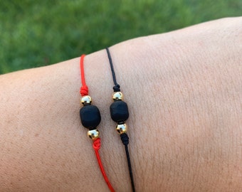 Genuine Azabache - Red String -Black String - Adjustable Bracelet-AdultProtection- Jet Stone - Adult/Baby Protection -SOLD INDIVIDUALLY.