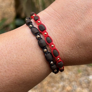 Azabache Bracelet• Macramé Azabache bracelet• Baby azabache • Jet Stone Jewelry • Protection Jewelry • 18K Gold Filled Macrame bracelet•