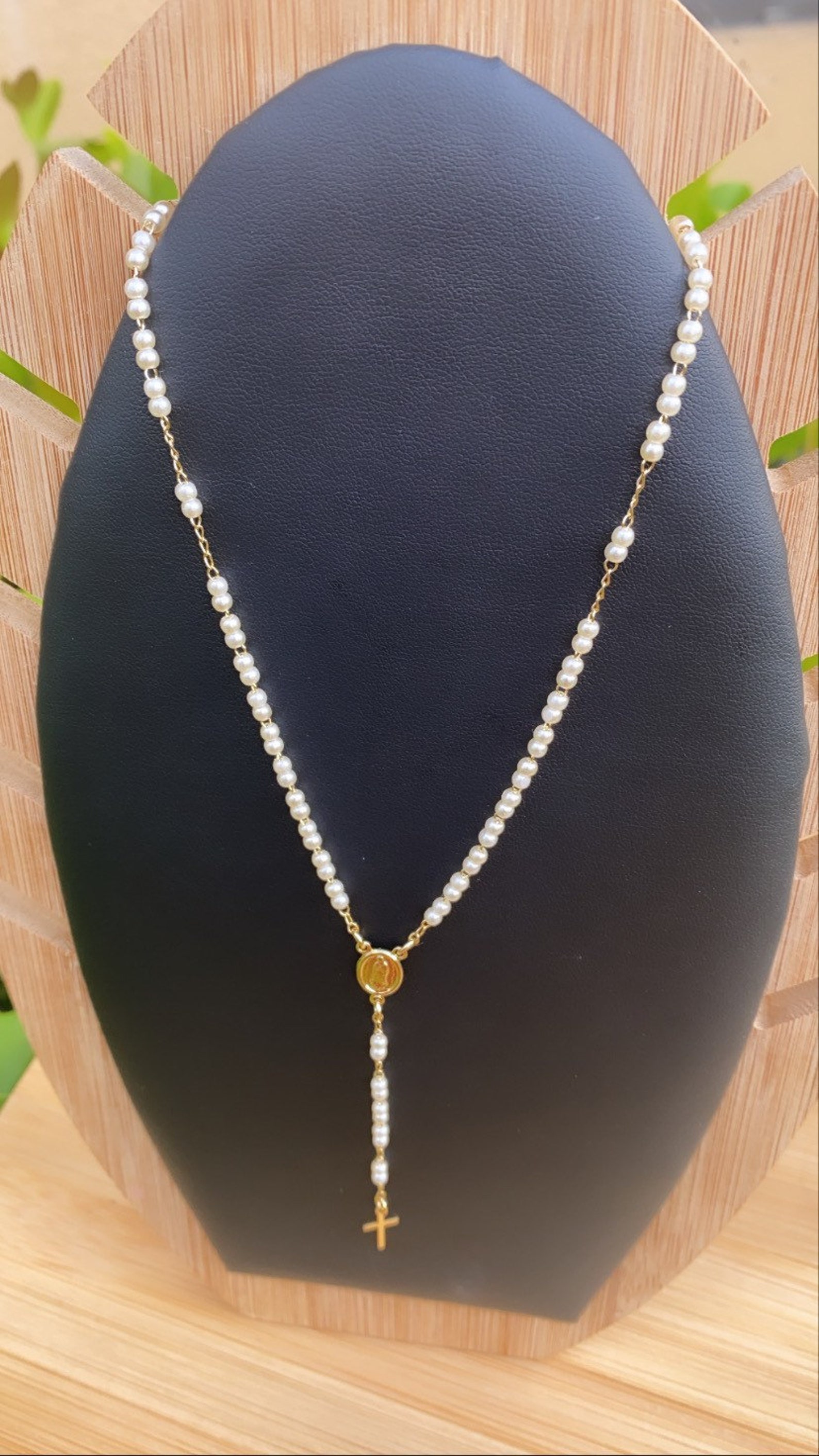Pearl Rosary Necklace Gold Rosary Catholic Jewelry Etsy