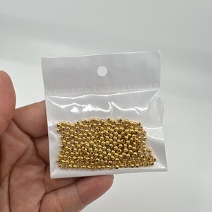 3 mm 金張り 変色しないスペーサービーズ • 防水ゴールドビーズ • ジュエリー作り用スペーサービーズ • ジュエリー用ビーズ • ゴールドビーズ
