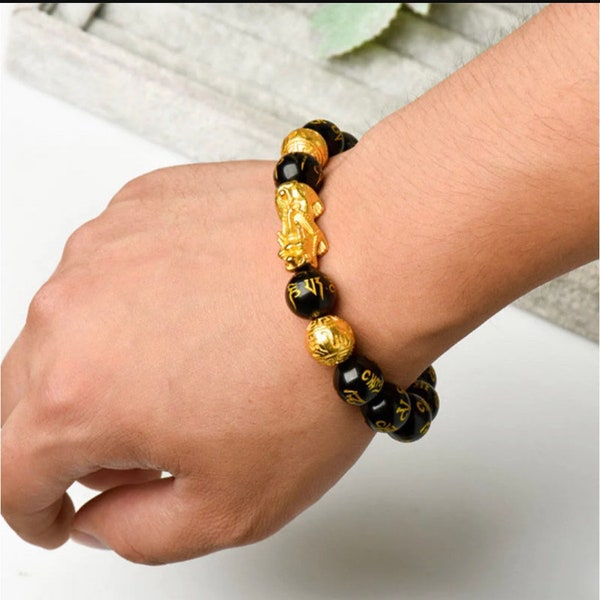 Black Obsidian Pixiu Bracelet •Feng Shui Wealth bracelet• Good luck jewelry • Feng shui jewelry• abundance magnet • Good luck