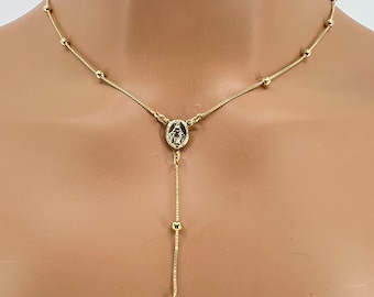 16” Gold Filled  Rosary Necklace • Gold Rosary • Catholic Jewelry •Confirmation• Anniversary Gift • Dainty Necklace • 18K Gold Filled •