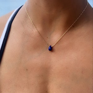 LAPIS LAZULI Necklace • 18K Gold Filled Necklace •  Teardrop Lapis lazuli • Gemstone Necklace • healing stones • throat Chakra •