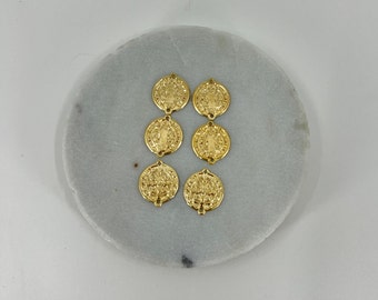 Conector de medalla de San Benito bañado en oro de 18 quilates: dije de joyería católica