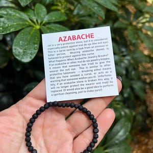 Azabache genuino con cuentas • Pulsera elástica • Pulsera de piedra azabache • Protección de joyas unisex • Joyería hecha a mano • Pulsera mal de ojo • Azabache