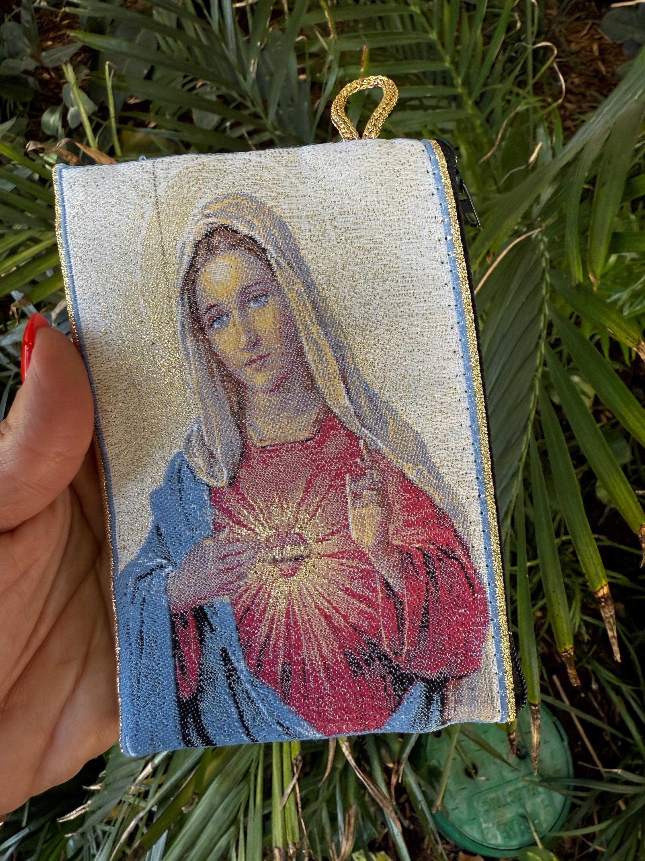 Virgin Mary Rosary Pouch: Embroidered Catholic Gift - Etsy