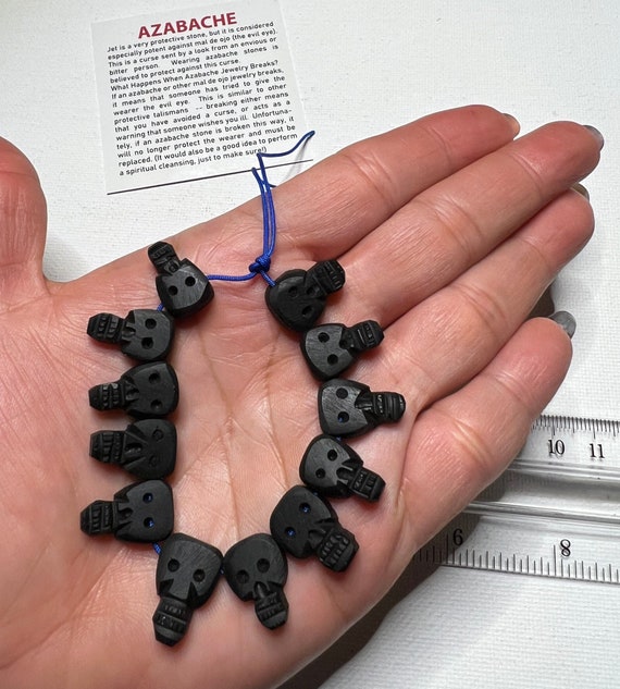 Skull Azabache Pendant Azabache Beads Jet Stone Beads Skull Beads