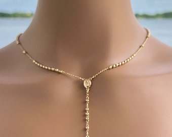 16” Gold Filled  Rosary Necklace • Gold Rosary • Catholic Jewelry •Confirmation• Anniversary Gift • Dainty Necklace • 18K Gold Filled •