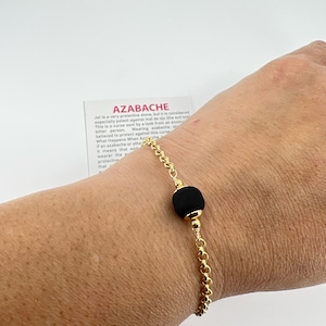 Azabache Bracelet: 18K Gold Filled Chain, Protection Jewelry