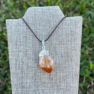 Raw Citrine Point Pendant with Cord • Citrine Necklace • Rough Citrine • Solar Plexus Chakra • Confidence & happiness • Stones for healing •