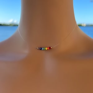 Regenbogen Perlenkette: Nylon Klar Illusion, LGBT Pride Schmuck