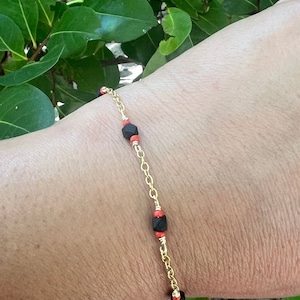Echte Azabache-armband • Jetstone-kettingarmband • Zwarte azabache-armband • 18K Goldfilled ketting • Armband voor bescherming • babybescherming