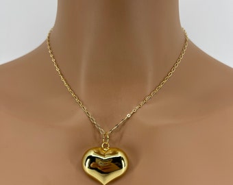 Collana cuore • Collana cuore d'oro • Ciondolo cuore soffio • Collana d'amore • Collana cuore grosso • Collana cuore • Collana regalo • Oro riempito