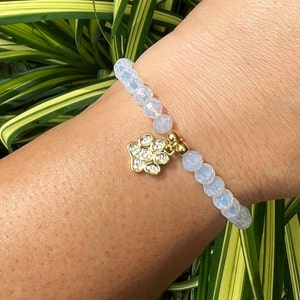 Custom Pet Charm • Beaded stretchy Bracelet • Pet Jewelry •Pet Lover Jewelry • Memorial dog jewelry • gift for dog lover • Crystal jewelry