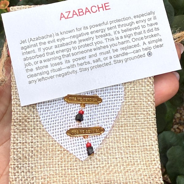 Dios Me Bendiga Pin• Solid Gold•  Genuine Azabache• Baby protection • Jet stone jewelry •