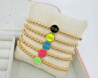 Bracelet en perles et chiffres 11:11 remplis d'or 18 carats