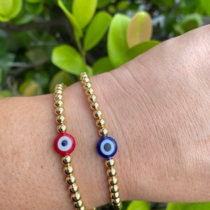 18K Gold Filled Evil Eye Bracelet: Adjustable Red String, Protection