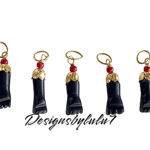 10K Gold Azabache pendant • Azabache figa hand • Jet Stone • Solid 10K Gold • Azabache for baby• Azabache jewelry • Baby protection • Figa